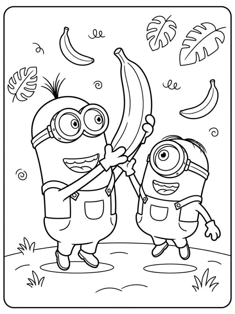 Minions banaan Kleurplaten (Gratis PDF Printables) 03 - gratis kleurplaat om te printen