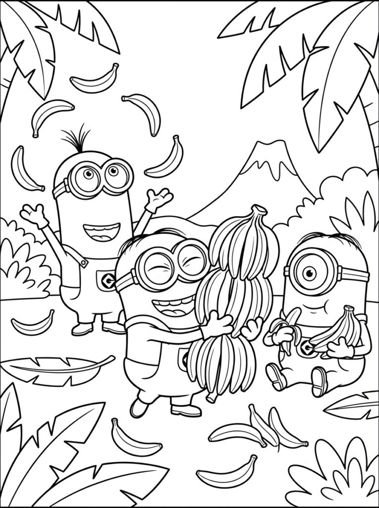 Minions banaan Kleurplaten (Gratis PDF Printables) 04 - gratis kleurplaat om te printen