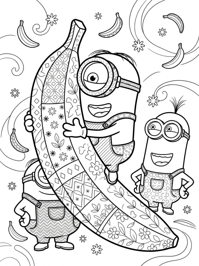Minions banaan Kleurplaten (Gratis PDF Printables) 06 - gratis kleurplaat om te printen