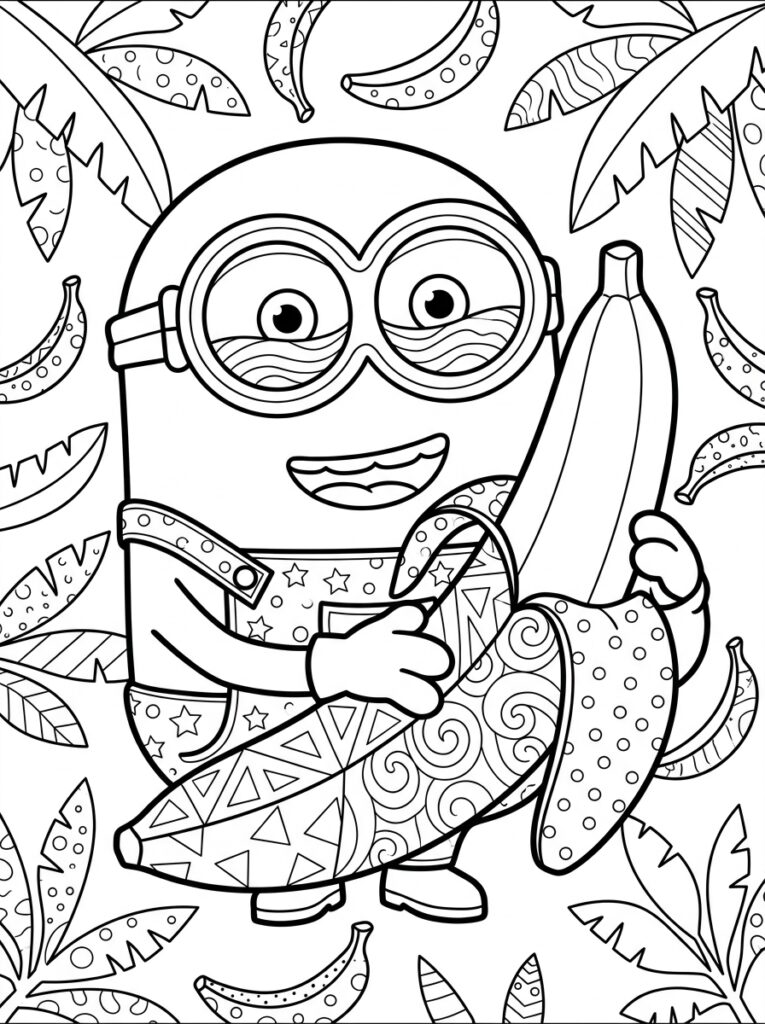 Minions banaan Kleurplaten (Gratis PDF Printables) 07 - gratis kleurplaat om te printen