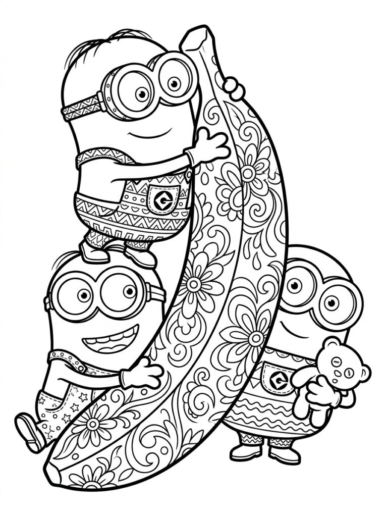 Minions banaan Kleurplaten (Gratis PDF Printables) 08 - gratis kleurplaat om te printen