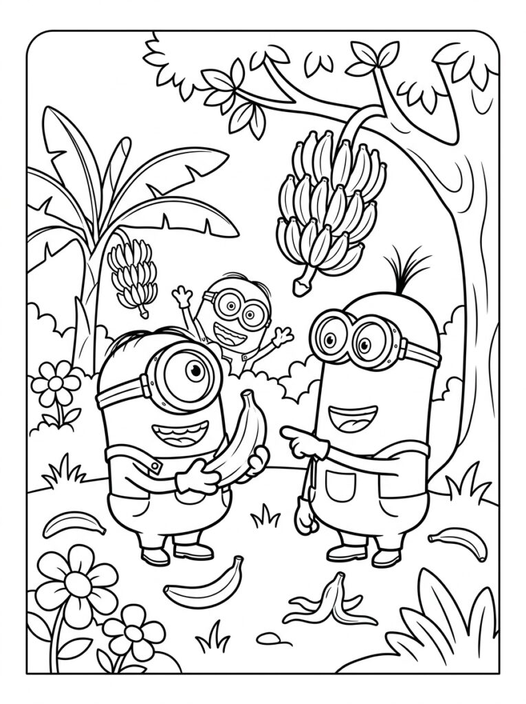 Minions banaan Kleurplaten (Gratis PDF Printables) 09 - gratis kleurplaat om te printen