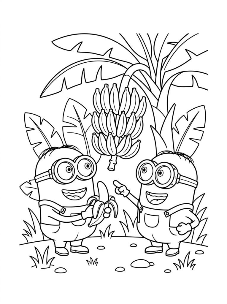 Minions banaan Kleurplaten (Gratis PDF Printables) 10 - gratis kleurplaat om te printen
