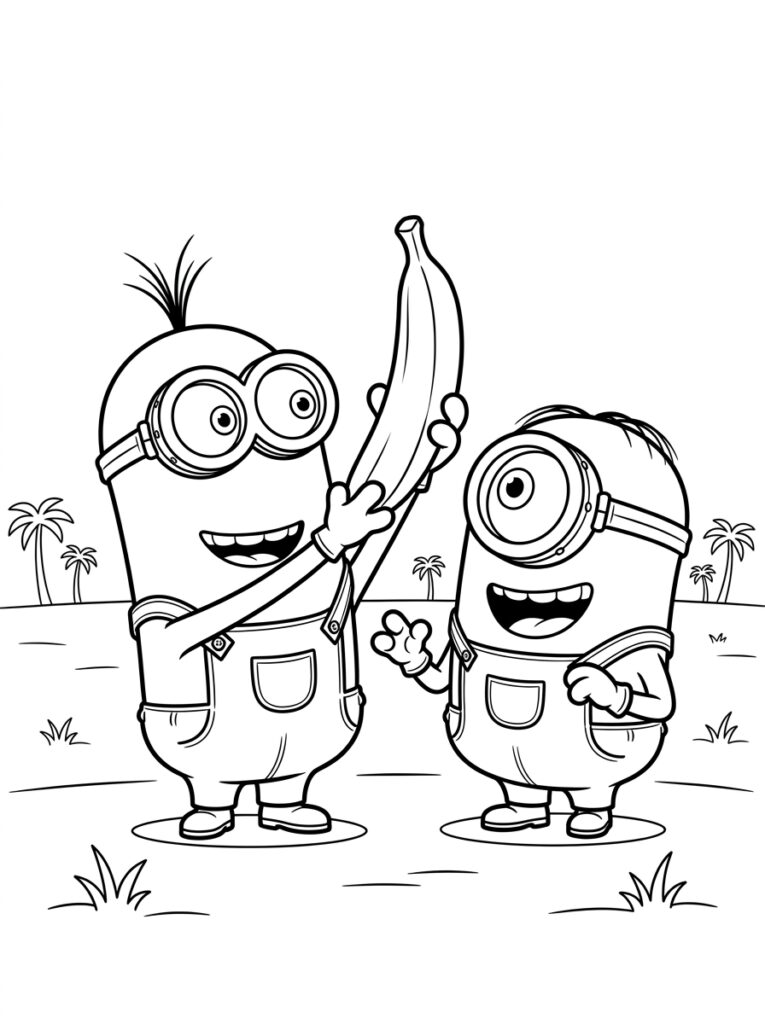 Minions banaan Kleurplaten (Gratis PDF Printables) 11 - gratis kleurplaat om te printen