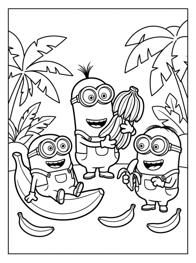 Minions banaan Kleurplaten (Gratis PDF Printables) 12 - gratis kleurplaat om te printen