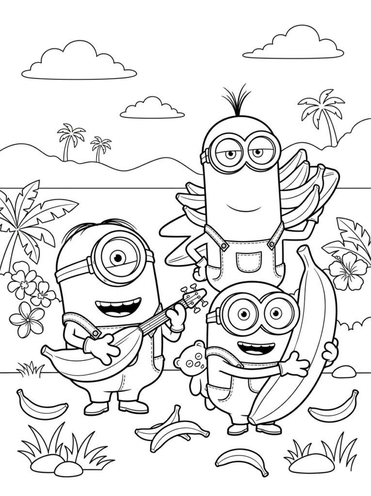 Minions banaan Kleurplaten (Gratis PDF Printables) 13 - gratis kleurplaat om te printen