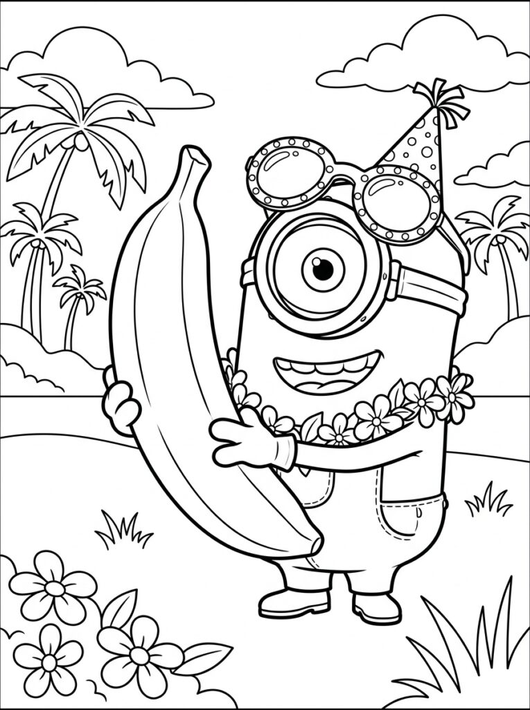 Minions banaan Kleurplaten (Gratis PDF Printables) 14 - gratis kleurplaat om te printen
