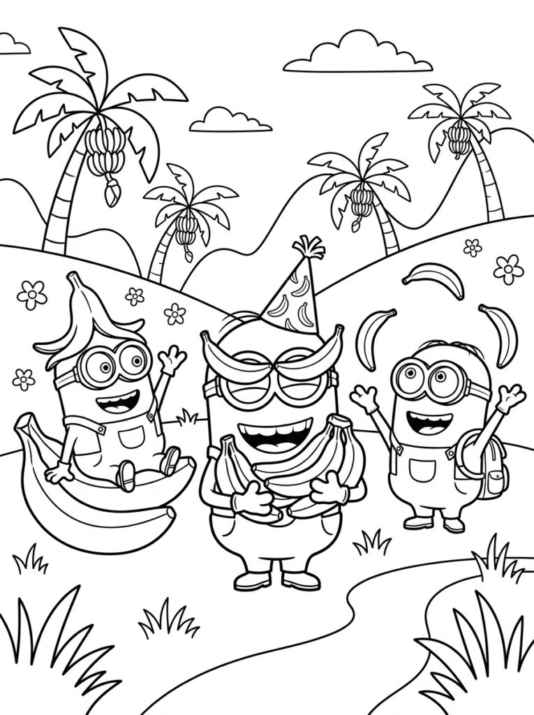 Minions banaan Kleurplaten (Gratis PDF Printables) 15 - gratis kleurplaat om te printen