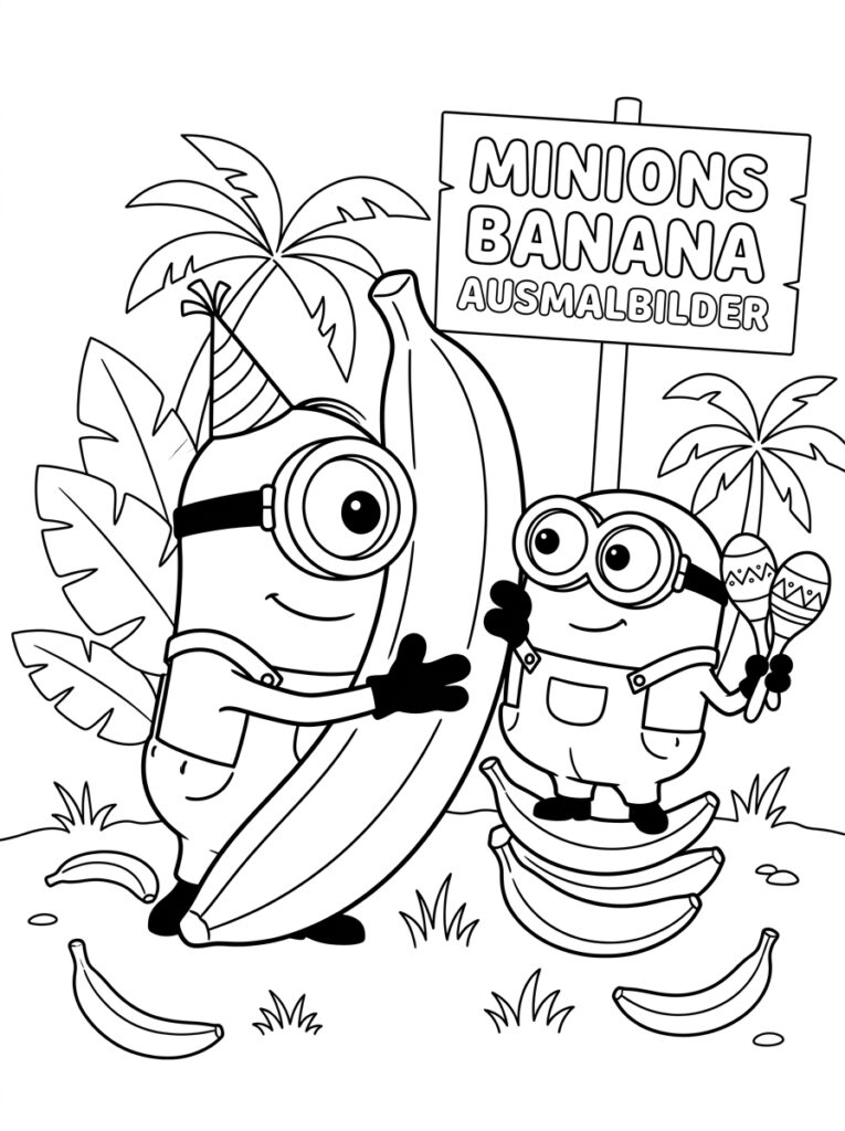 Minions banaan Kleurplaten (Gratis PDF Printables) 16 - gratis kleurplaat om te printen