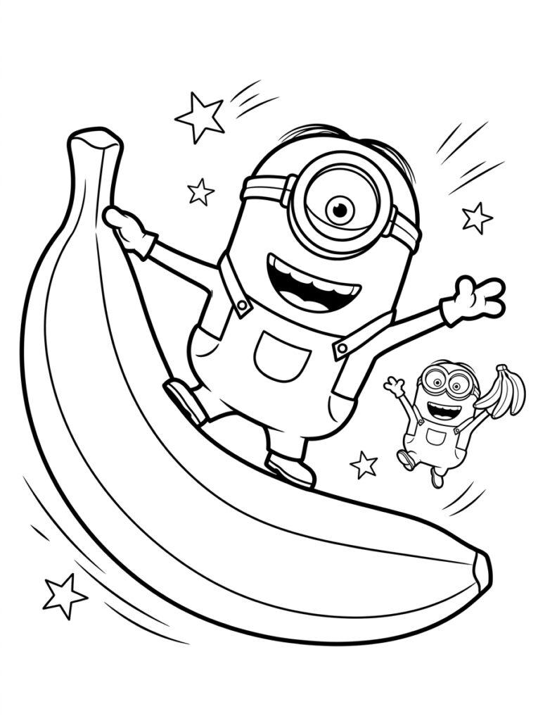 Minions banaan Kleurplaten (Gratis PDF Printables) 18 - gratis kleurplaat om te printen