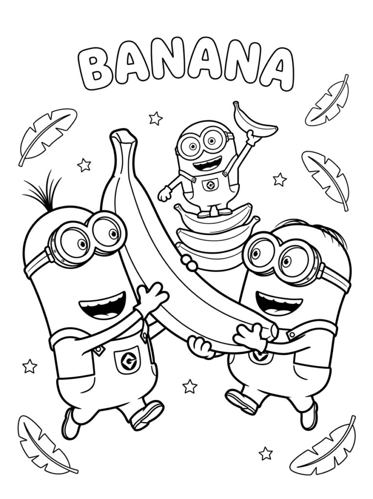 Minions banaan Kleurplaten (Gratis PDF Printables) 19 - gratis kleurplaat om te printen