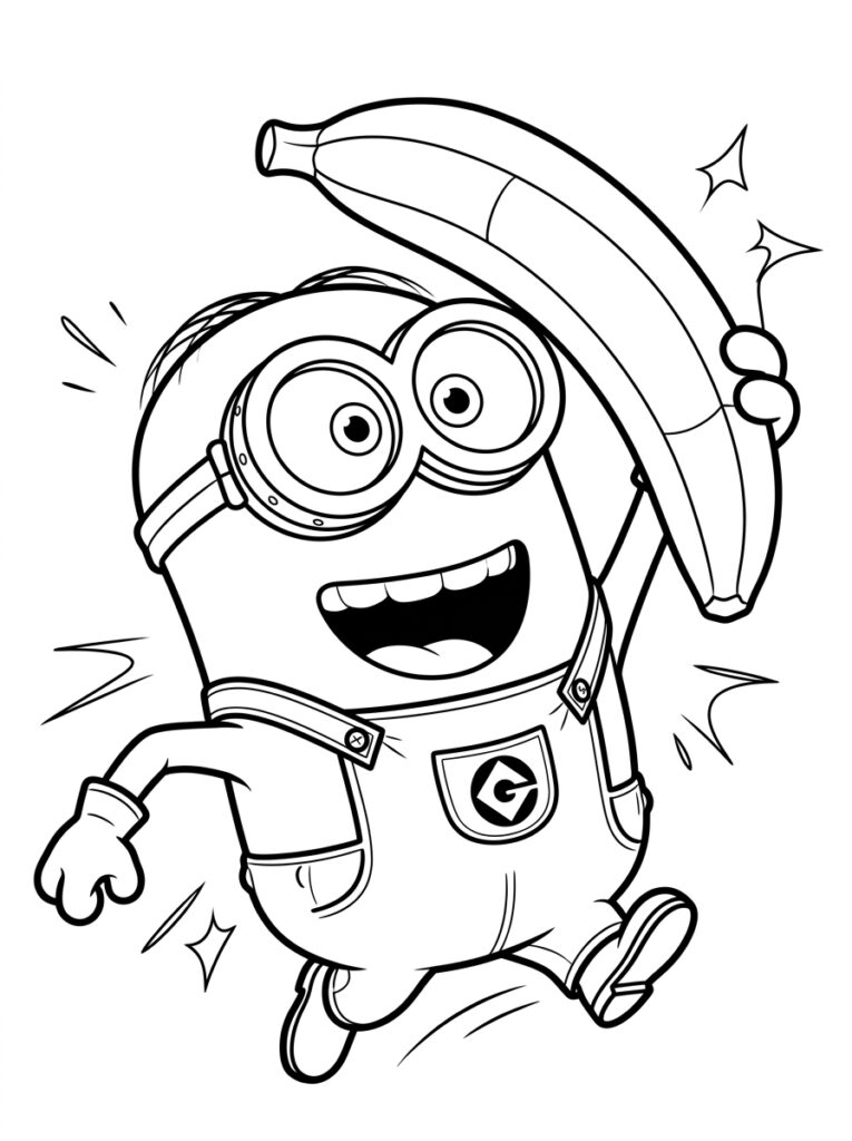 Minions banaan Kleurplaten (Gratis PDF Printables) 20 - gratis kleurplaat om te printen