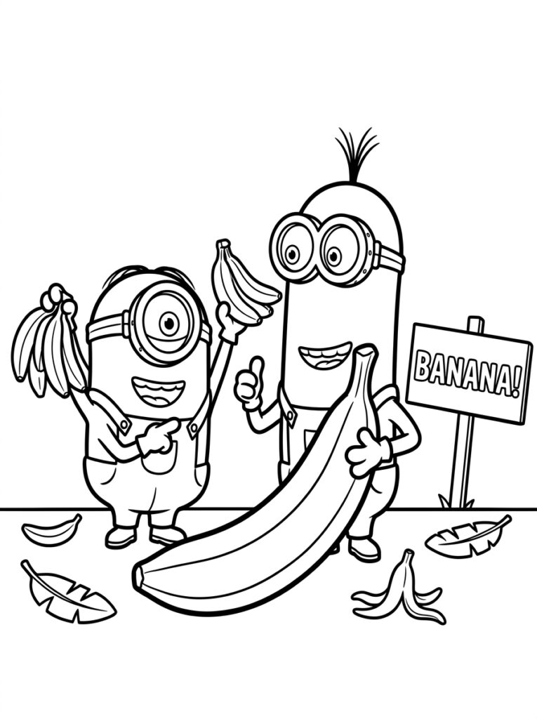 Minions banaan Kleurplaten (Gratis PDF Printables) 21 - gratis kleurplaat om te printen