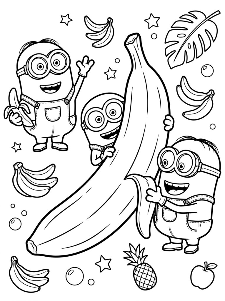Minions banaan Kleurplaten (Gratis PDF Printables) 22 - gratis kleurplaat om te printen