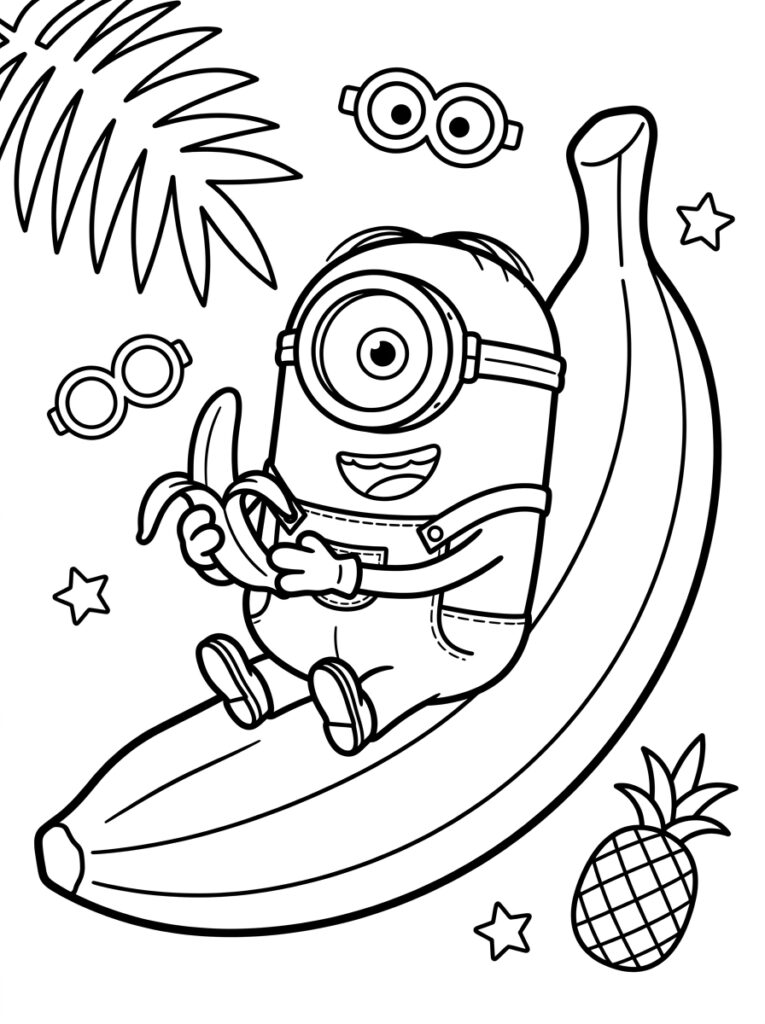 Minions banaan Kleurplaten (Gratis PDF Printables) 23 - gratis kleurplaat om te printen