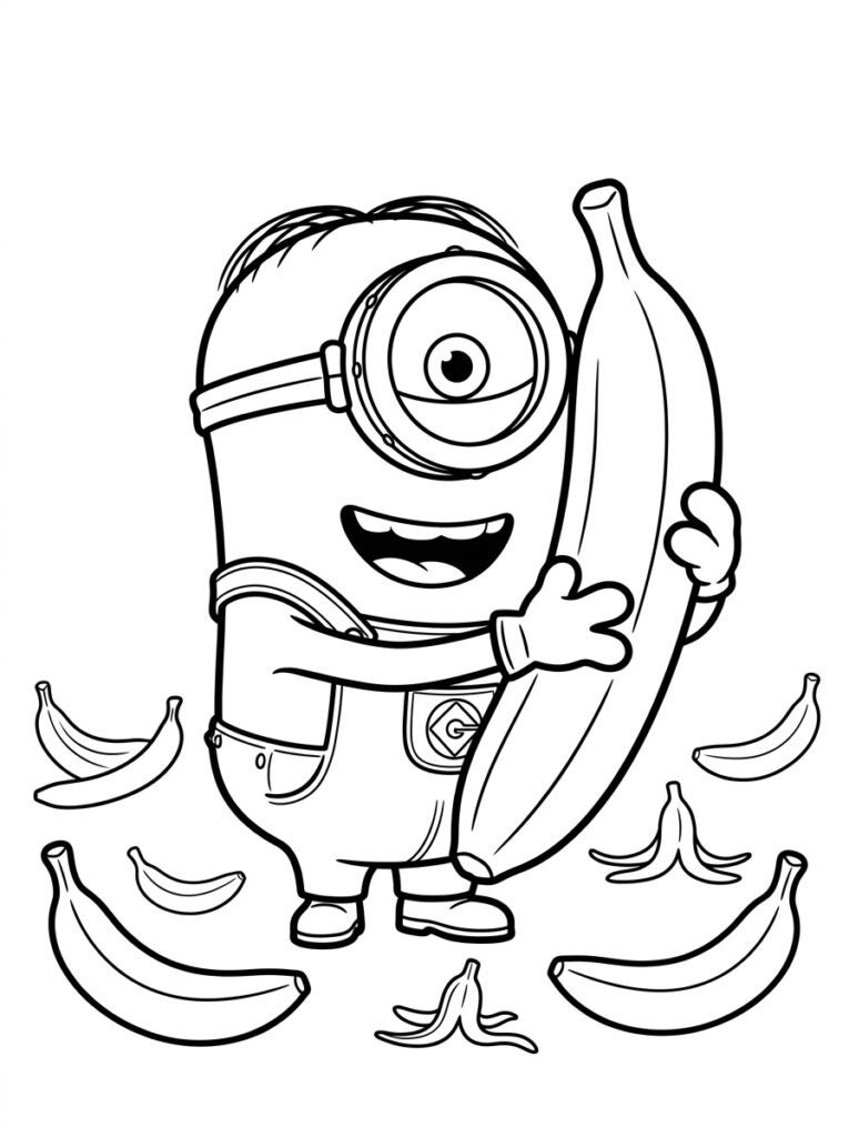 Minions banaan Kleurplaten (Gratis PDF Printables) 24 - gratis kleurplaat om te printen