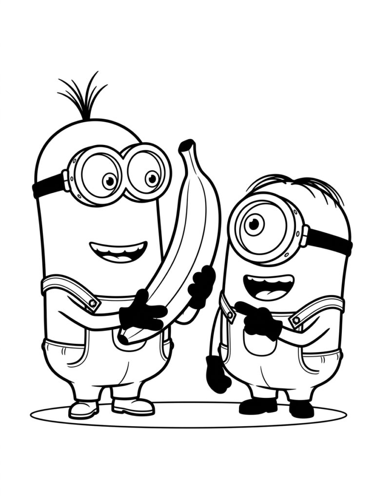 Minions banaan Kleurplaten (Gratis PDF Printables) 25 - gratis kleurplaat om te printen