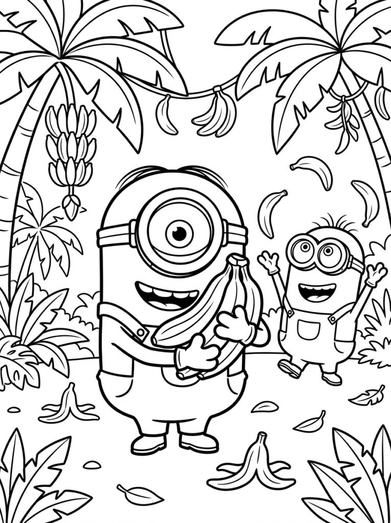 Minions banaan Kleurplaten (Gratis PDF Printables) 27 - gratis kleurplaat om te printen