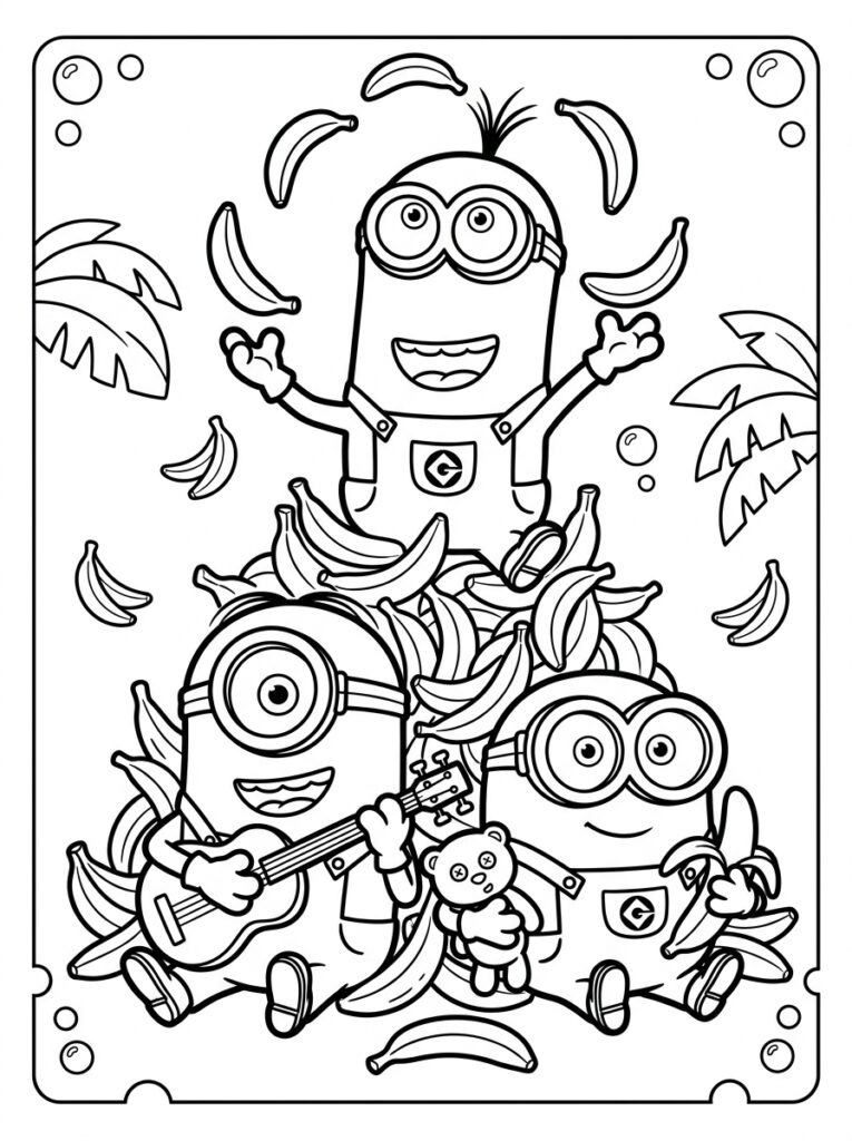 Minions banaan Kleurplaten (Gratis PDF Printables) 28 - gratis kleurplaat om te printen