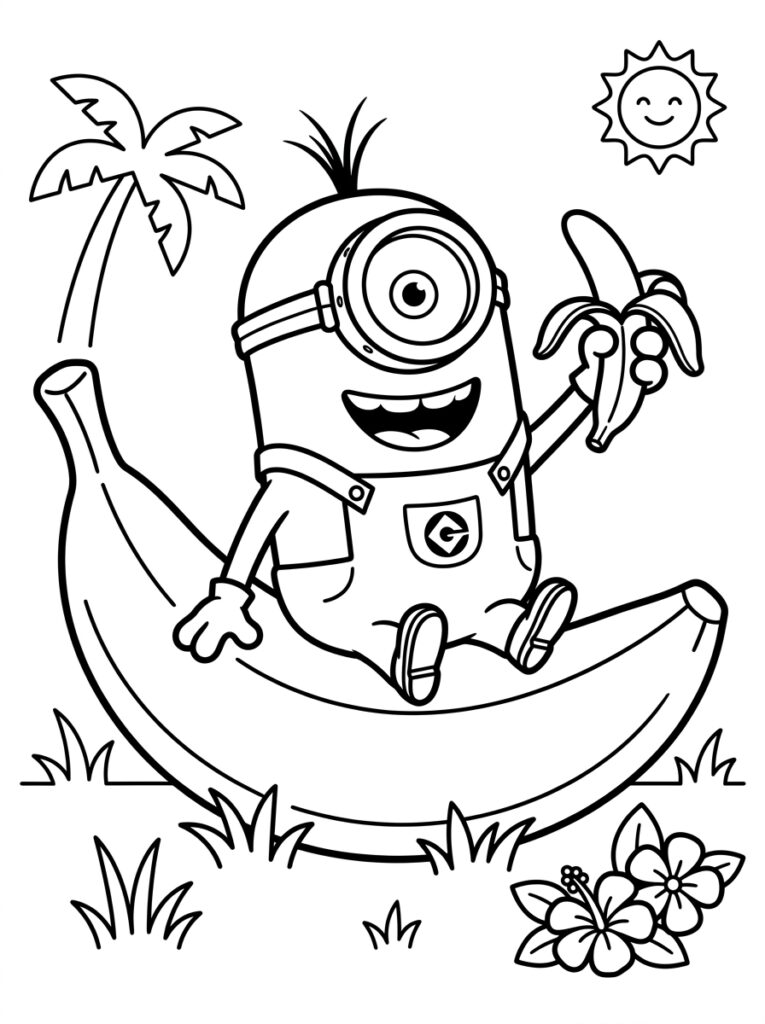 Minions banaan Kleurplaten (Gratis PDF Printables) 30 - gratis kleurplaat om te printen
