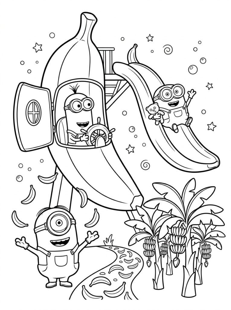 Minions banaan Kleurplaten (Gratis PDF Printables) 31 - gratis kleurplaat om te printen