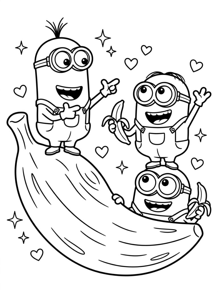 Minions banaan Kleurplaten (Gratis PDF Printables) 32 - gratis kleurplaat om te printen