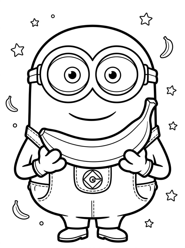 Minions banaan Kleurplaten (Gratis PDF Printables) 33 - gratis kleurplaat om te printen