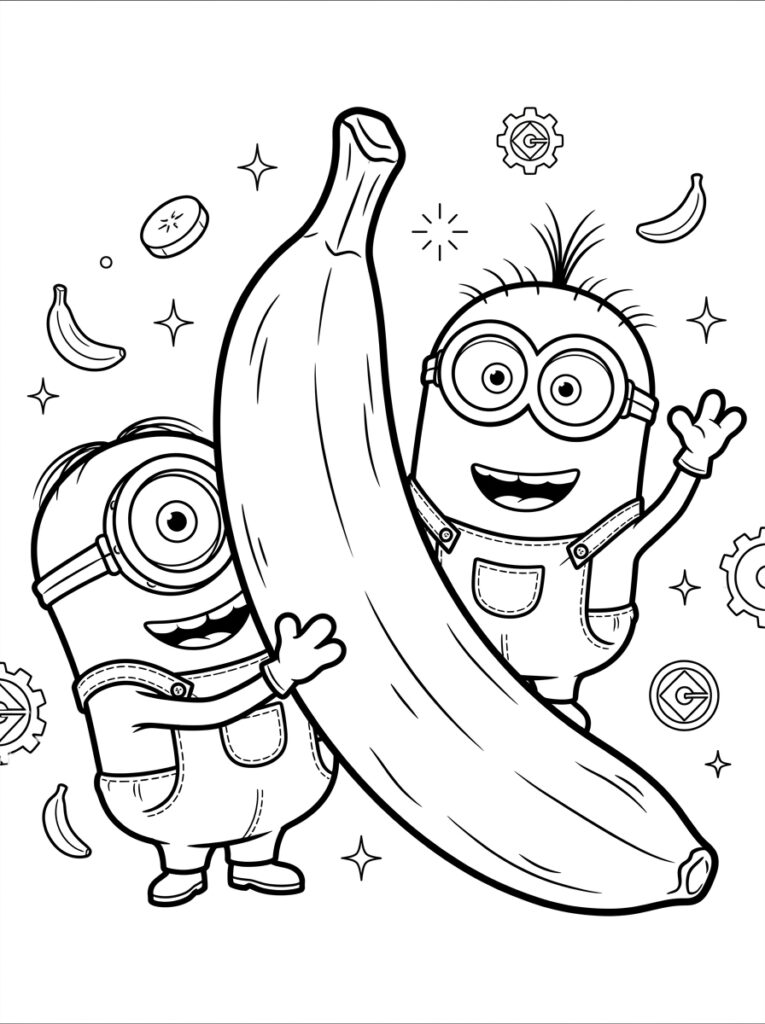 Minions banaan Kleurplaten (Gratis PDF Printables) 34 - gratis kleurplaat om te printen