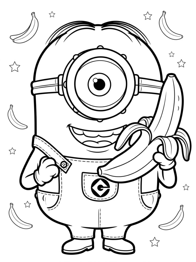 Minions banaan Kleurplaten (Gratis PDF Printables) 35 - gratis kleurplaat om te printen
