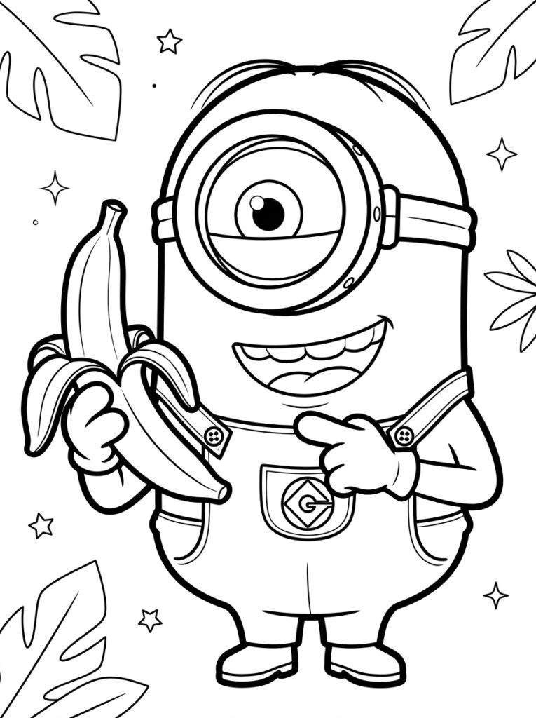 Minions banaan Kleurplaten (Gratis PDF Printables) 36 - gratis kleurplaat om te printen