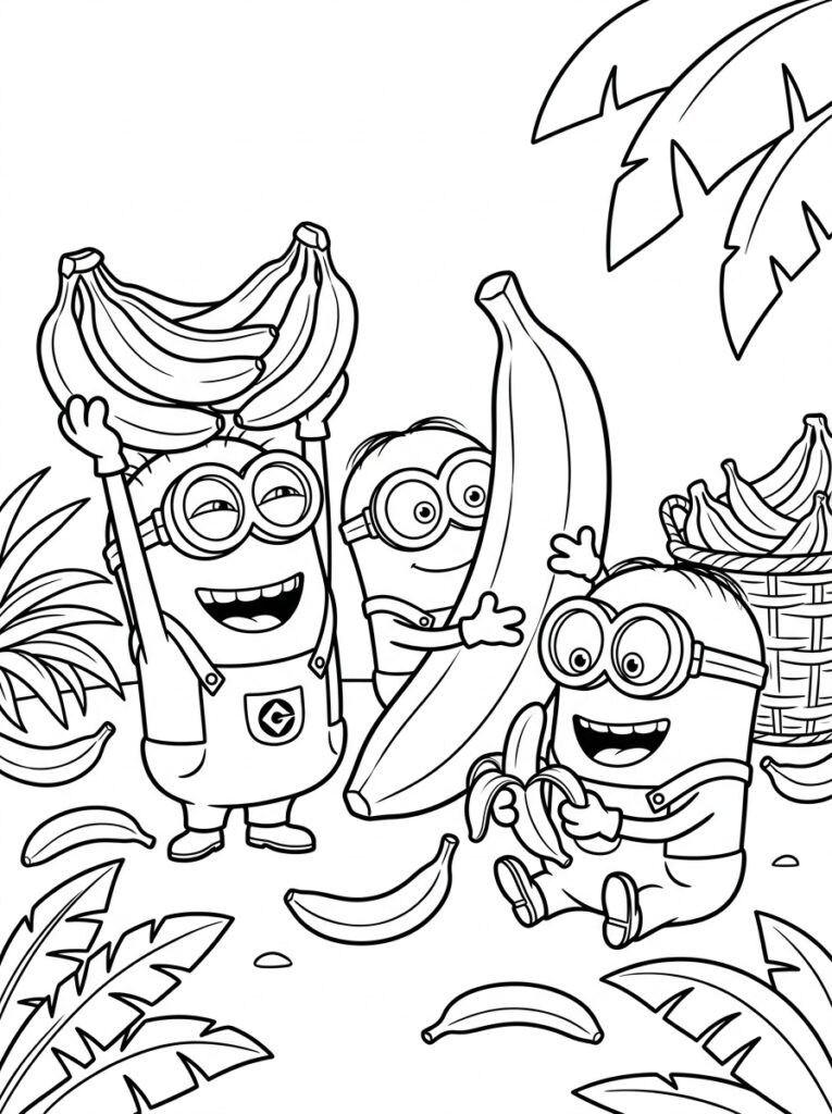 Minions banaan Kleurplaten (Gratis PDF Printables) 37 - gratis kleurplaat om te printen