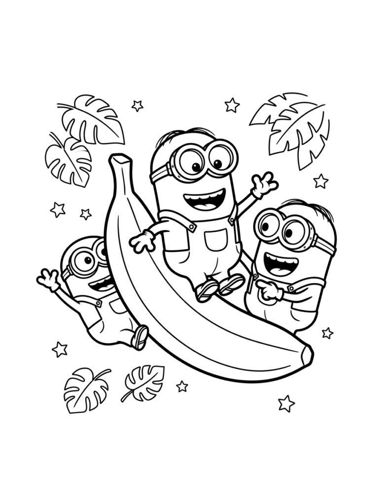 Minions banaan Kleurplaten (Gratis PDF Printables) 38 - gratis kleurplaat om te printen