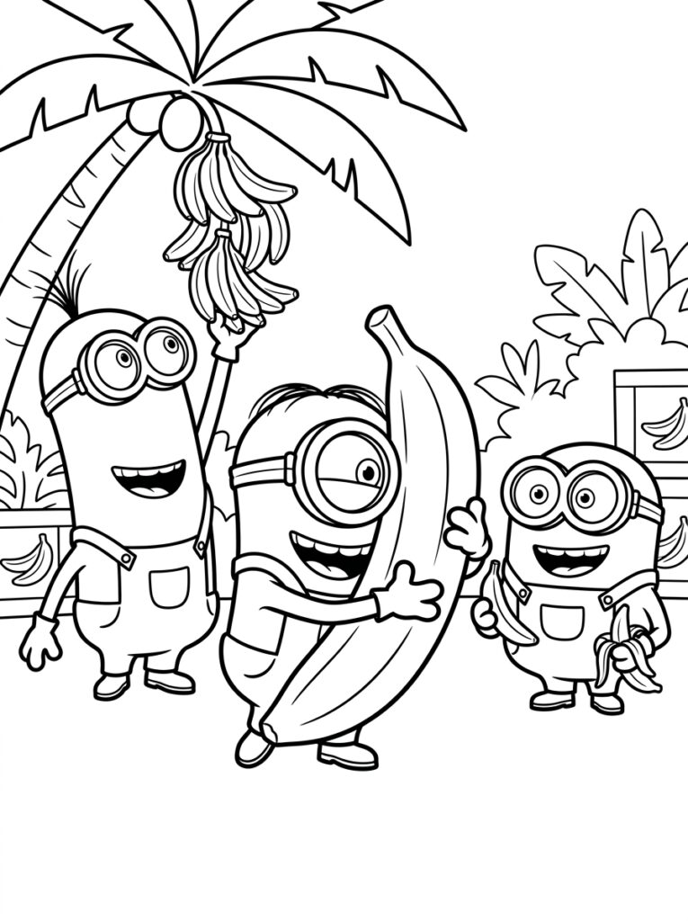 Minions banaan Kleurplaten (Gratis PDF Printables) 39 - gratis kleurplaat om te printen