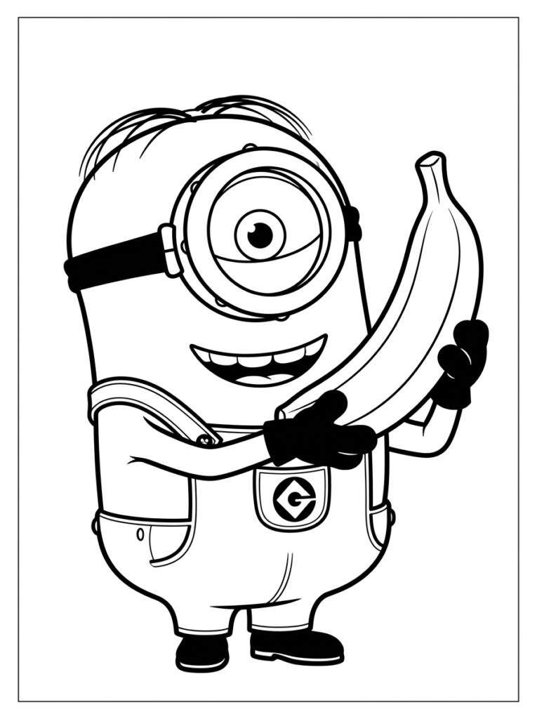 Minions banaan Kleurplaten (Gratis PDF Printables) 40 - gratis kleurplaat om te printen