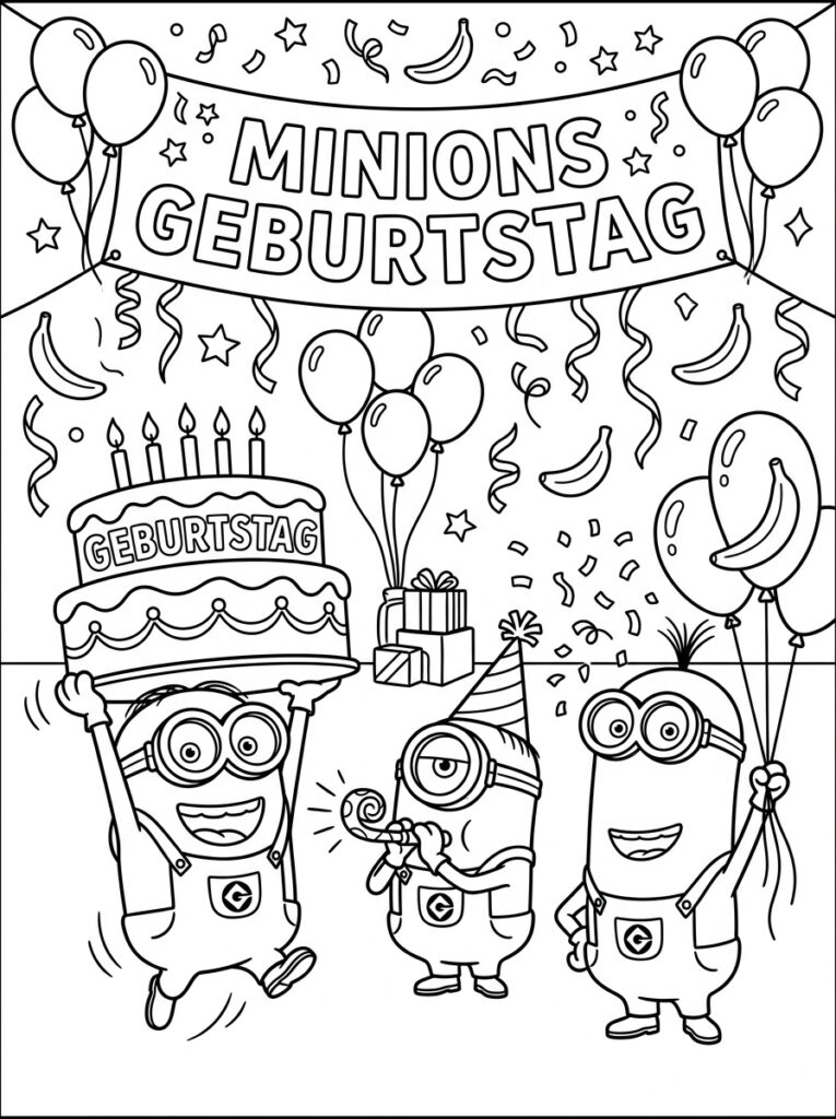 Minions verjaardag Kleurplaten (Gratis PDF Printables) 30 - gratis kleurplaat om te printen