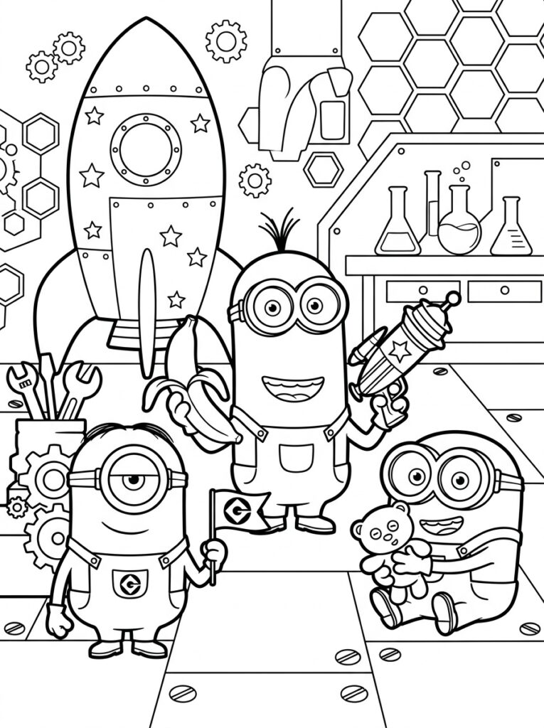 Minions Kleurplaten (Gratis PDF Printables) 01 - gratis kleurplaat om te printen