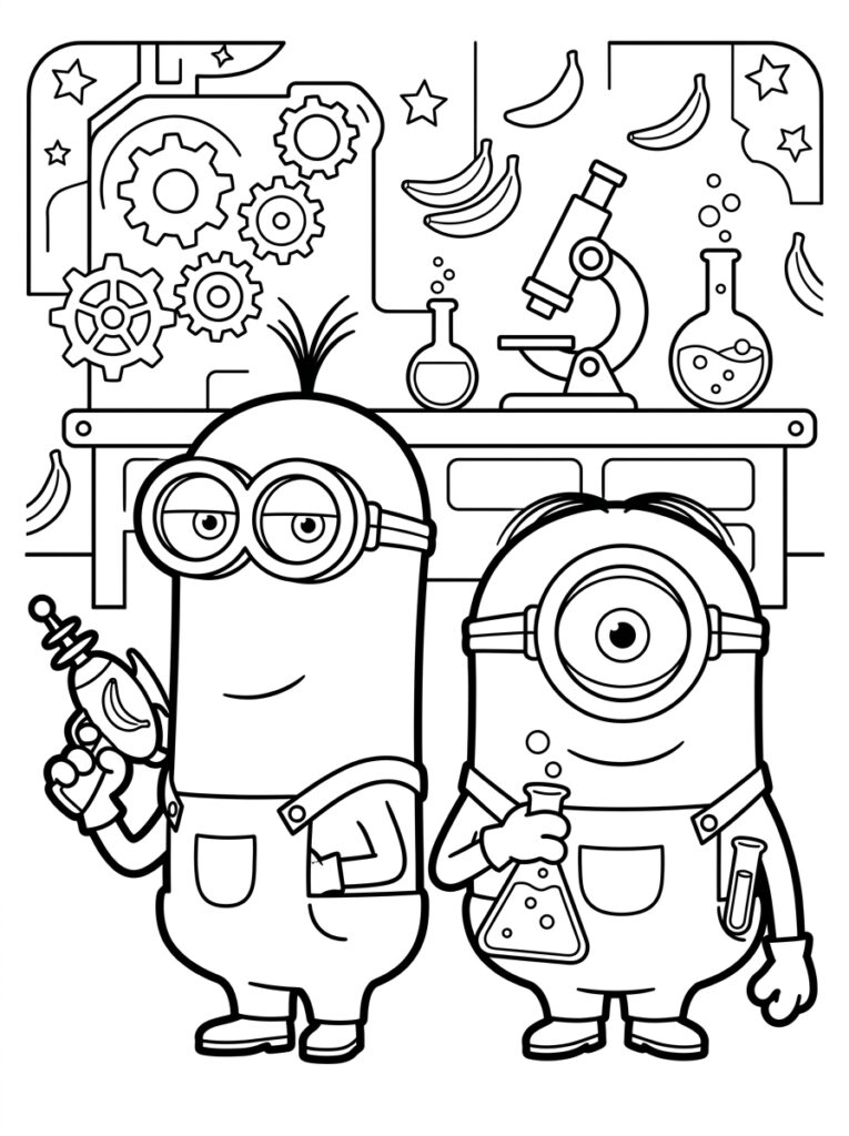 Minions Kleurplaten (Gratis PDF Printables) 02 - gratis kleurplaat om te printen