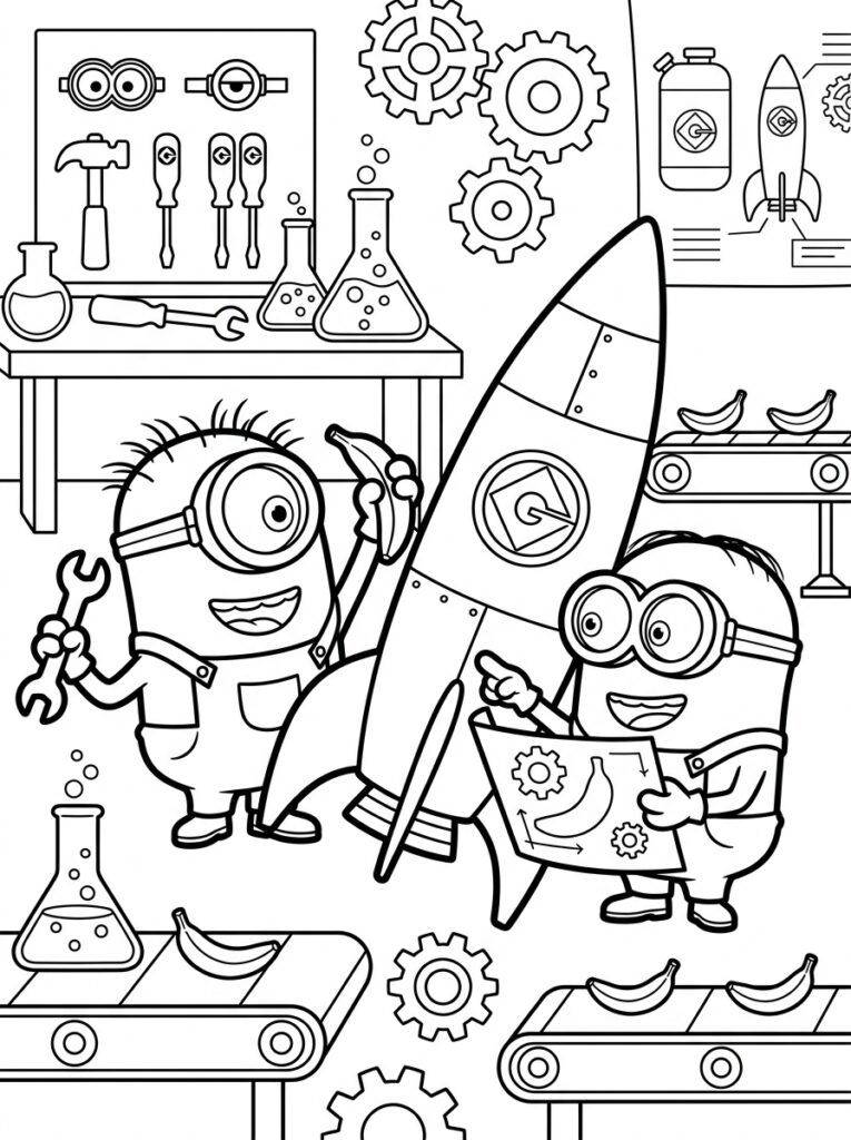 Minions Kleurplaten (Gratis PDF Printables) 04 - gratis kleurplaat om te printen