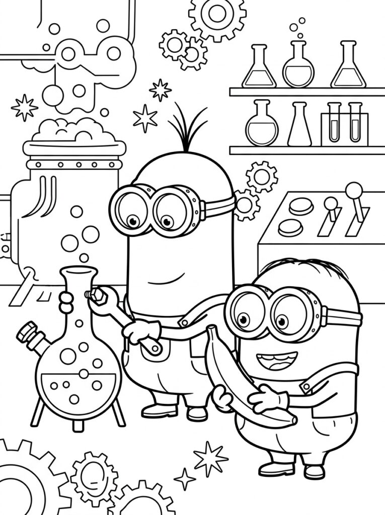 Minions Kleurplaten (Gratis PDF Printables) 05 - gratis kleurplaat om te printen