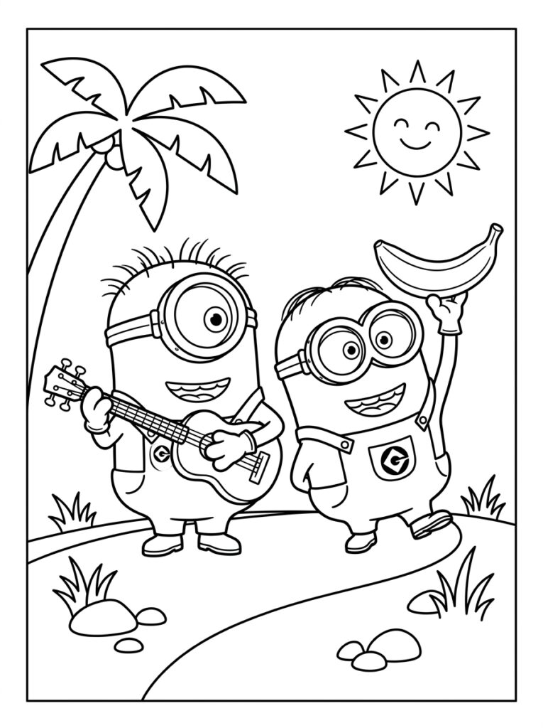 Minions Kleurplaten (Gratis PDF Printables) 06 - gratis kleurplaat om te printen