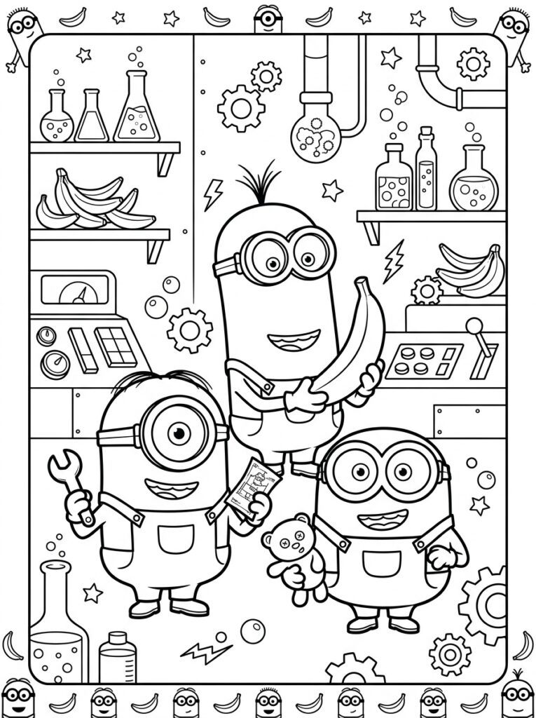 Minions Kleurplaten (Gratis PDF Printables) 07 - gratis kleurplaat om te printen