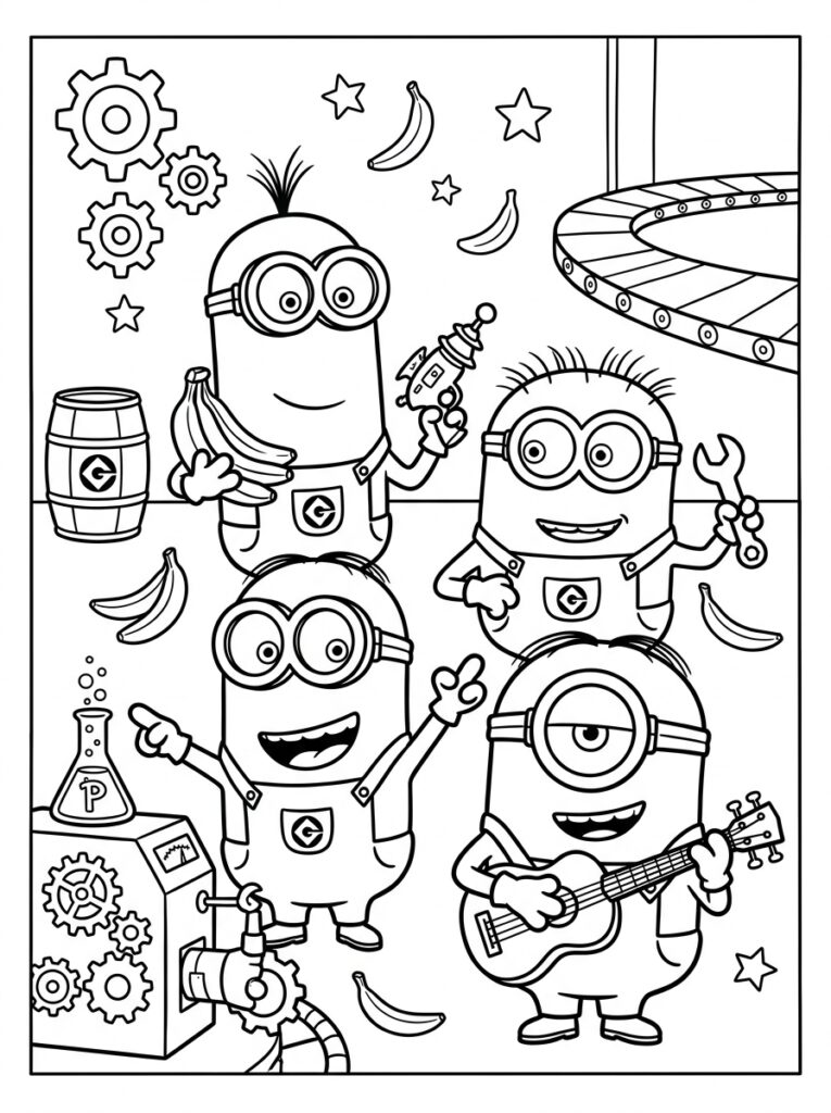 Minions Kleurplaten (Gratis PDF Printables) 08 - gratis kleurplaat om te printen