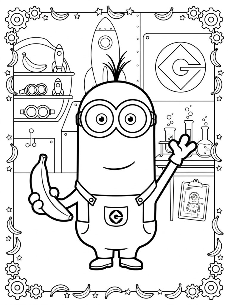 Minions Kleurplaten (Gratis PDF Printables) 10 - gratis kleurplaat om te printen