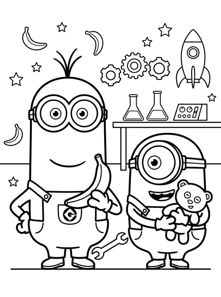 Minions Kleurplaten (Gratis PDF Printables) 11 - gratis kleurplaat om te printen