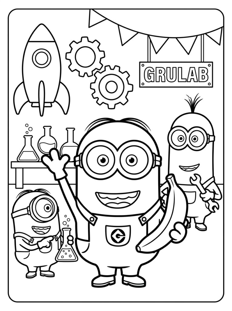 Minions Kleurplaten (Gratis PDF Printables) 12 - gratis kleurplaat om te printen