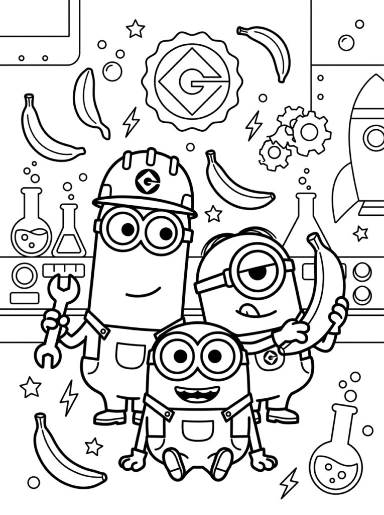 Minions Kleurplaten (Gratis PDF Printables) 14 - gratis kleurplaat om te printen