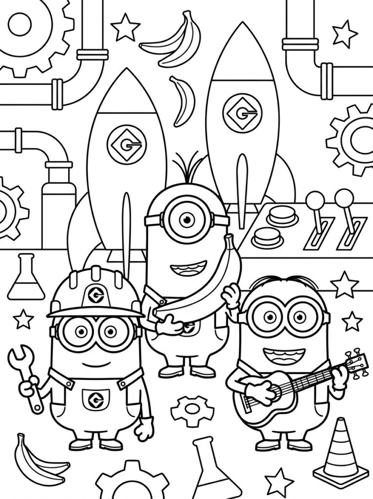 Minions Kleurplaten (Gratis PDF Printables) 15 - gratis kleurplaat om te printen