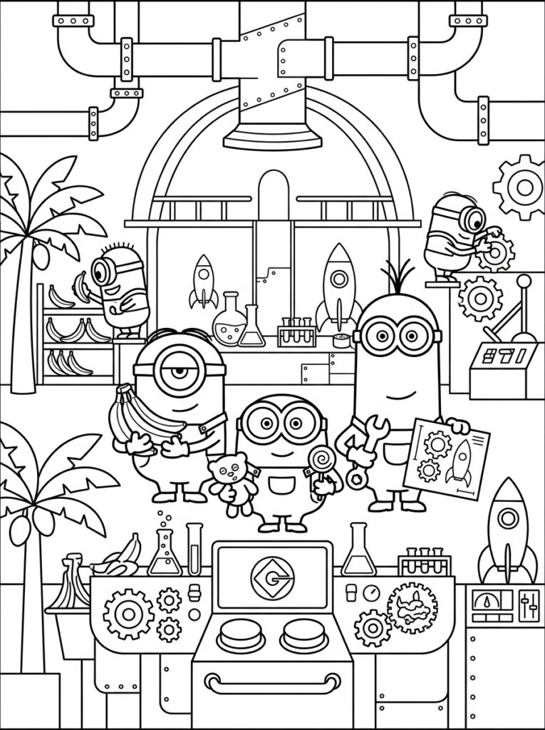 Minions Kleurplaten (Gratis PDF Printables) 16 - gratis kleurplaat om te printen
