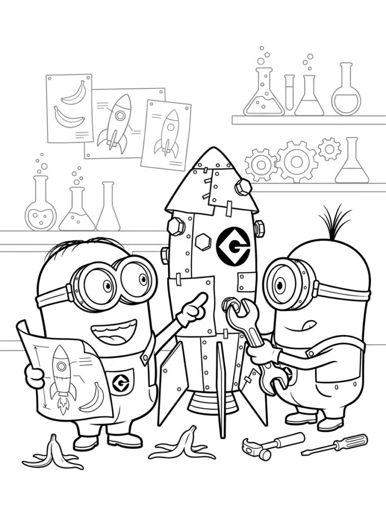 Minions Kleurplaten (Gratis PDF Printables) 19 - gratis kleurplaat om te printen