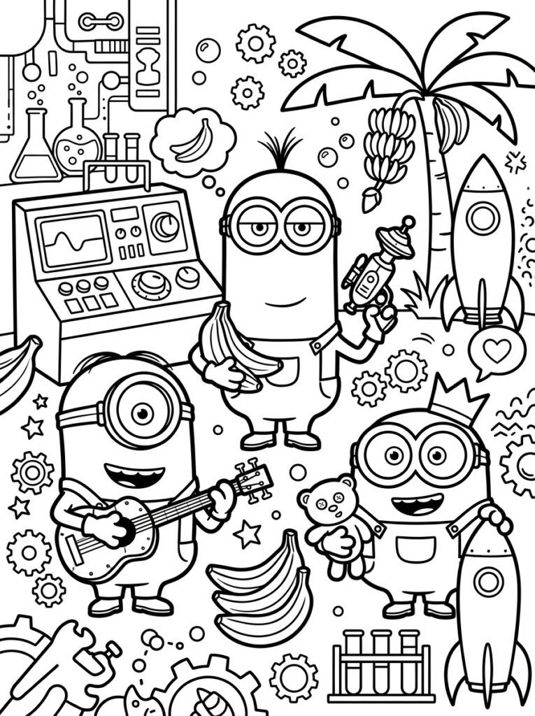 Minions Kleurplaten (Gratis PDF Printables) 22 - gratis kleurplaat om te printen